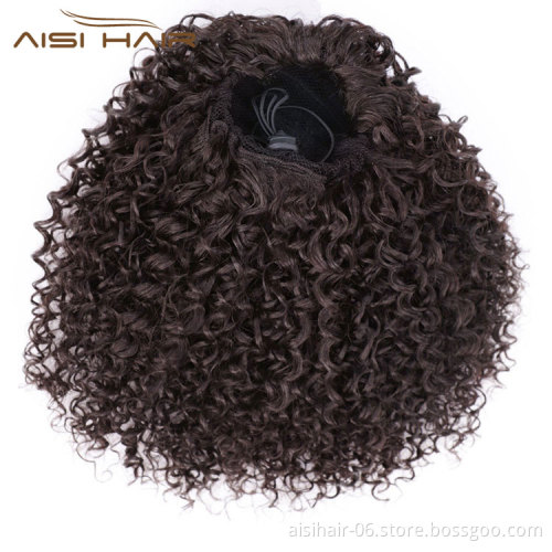 Aisi Hair Synthetic Ponytail Afro Puff Kinky Curly Drawstring Hair Extensions High Temperature Fiber Short Clip In Hairpieces